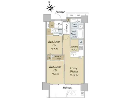 アクシルコート早稲田(2LDK/8階)の間取り写真