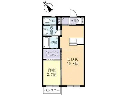 レジデンス千波(1LDK/1階)の間取り写真