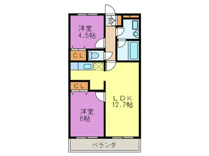 リリーガーデン(2LDK/1階)の間取り写真