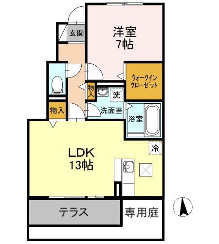 セジュール桜井B(1LDK/1階)の間取り写真