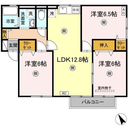 ガーデンスクエア D(3LDK/1階)の間取り写真