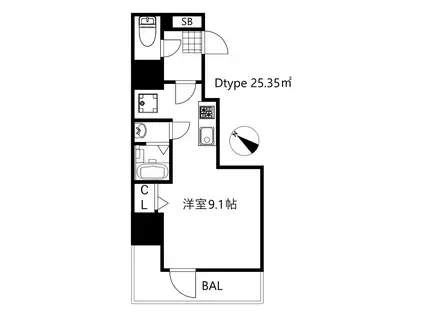 セオリー神戸ウエストゲート(ワンルーム/1階)の間取り写真
