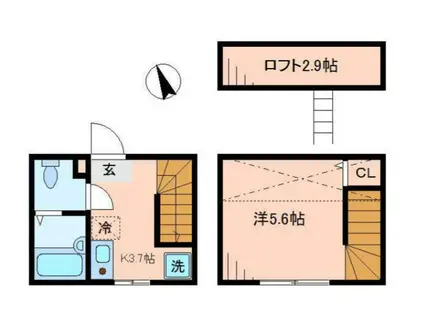 バーミープレイス喜多見II(1K/1階)の間取り写真