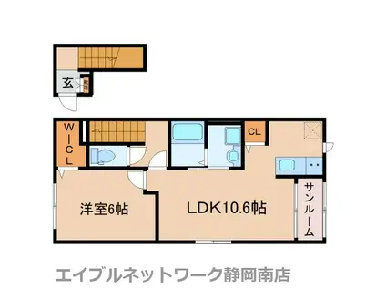 DENBE塩津II(1LDK/2階)の間取り写真