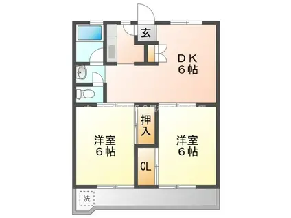 ハイツ香田(2DK/3階)の間取り写真