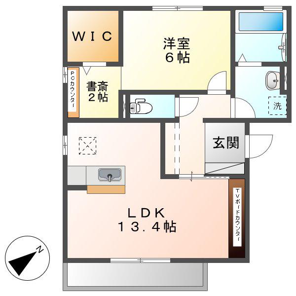 グリシーヌ(1LDK/1階)の間取り写真