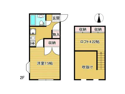ロッヂ・福田(1K/2階)の間取り写真