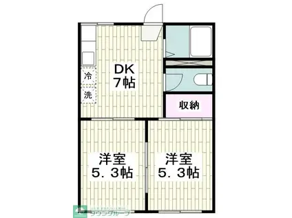 カーサベルデ(2DK/2階)の間取り写真