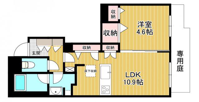 SHAMAISON GARDENS 三田天神(1LDK/1階)の間取り写真