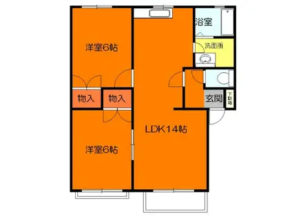 アビタシオンA棟(2LDK/2階)の間取り写真