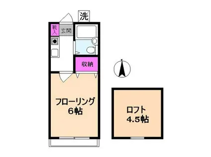 カーサ元町(ワンルーム/1階)の間取り写真