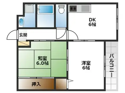 ヴィラシンべエ2番館(2DK/3階)の間取り写真