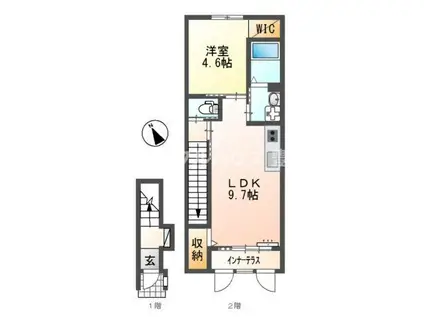 昴ノース(1LDK/2階)の間取り写真