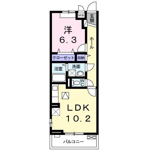 ファーストヒルズII(1LDK/1階)の間取り写真