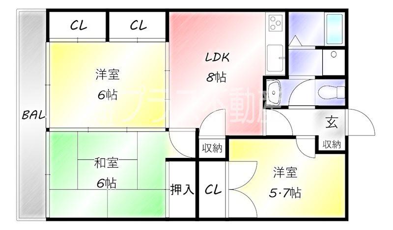 ガーデンフォレストサウスウィング(3LDK/2階)の間取り写真