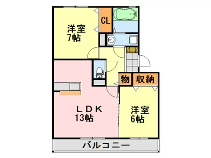 サニーリヴB棟(2LDK/3階)の間取り写真