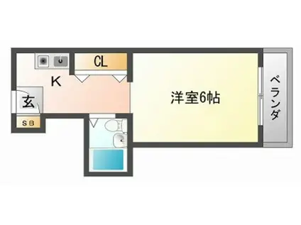 アビタシオン千里(1K/2階)の間取り写真