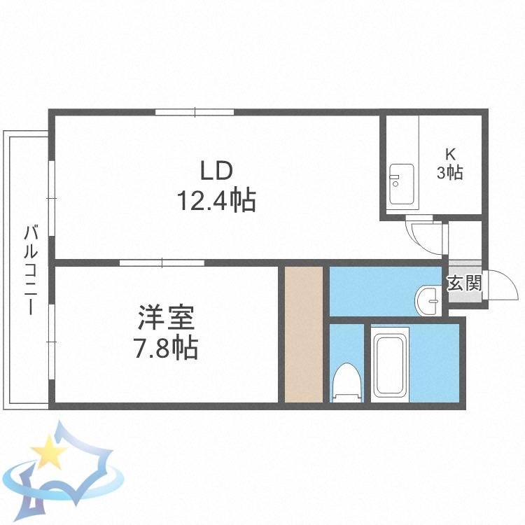 フェバリット弐番館(1LDK/4階)の間取り写真
