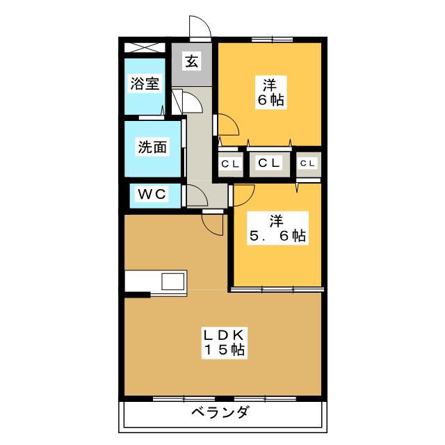 ハートフルマンションステラ(2LDK/3階)の間取り写真
