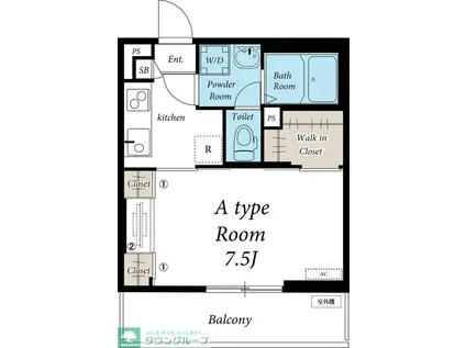 リブリ・宮II(1K/1階)の間取り写真