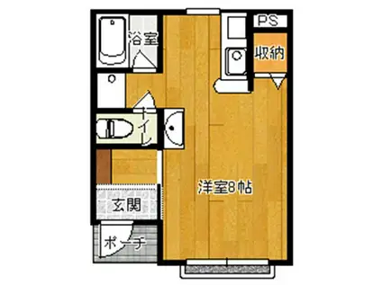 シャイニー蟻ヶ崎(ワンルーム/1階)の間取り写真