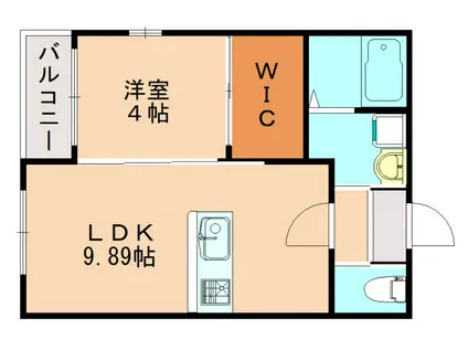 遠賀木守アパート(1LDK/1階)の間取り写真