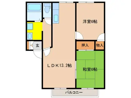 フルーツバスケット(2LDK/2階)の間取り写真