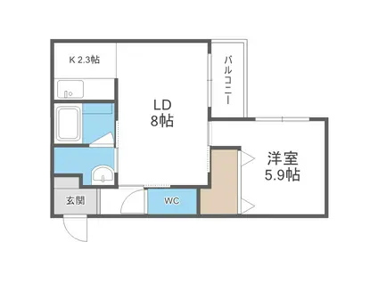 DOONA札幌(1LDK/2階)の間取り写真