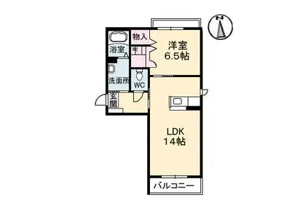 ベルアネス A棟(1LDK/2階)の間取り写真