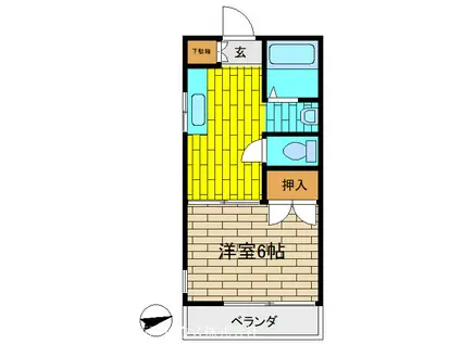 信栄ハイツ(1K/1階)の間取り写真