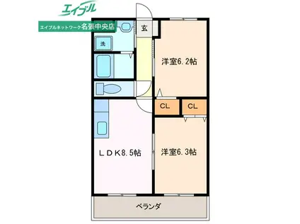 フラット立石A(2LDK/1階)の間取り写真