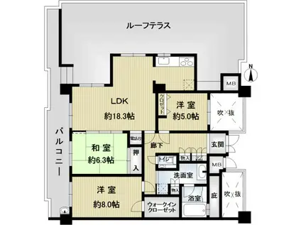 ローレルコート新千里東町あかしやの丘I番館(3LDK/6階)の間取り写真