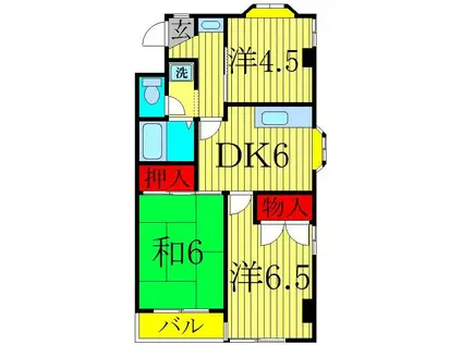 リバシティー1(3DK/2階)の間取り写真