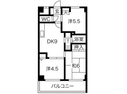 エバーグレース当麻(3DK/5階)の間取り写真