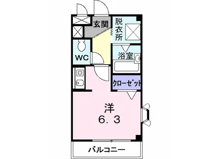 リュエル ヴィラ(ワンルーム/2階)の間取り写真
