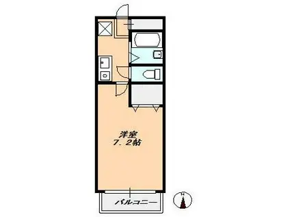 カンパーニュ北矢(1K/2階)の間取り写真