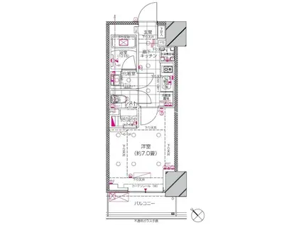 ピアース赤坂(1K/2階)の間取り写真