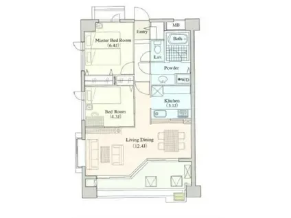 ラナイガーデン新百合イースト(2LDK/4階)の間取り写真