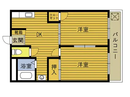 日出コーポ(2DK/1階)の間取り写真
