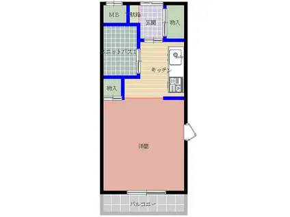 ヒルズ自由ヶ丘(ワンルーム/3階)の間取り写真