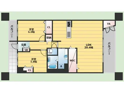 桃山台グランドマンション D1・D2棟(2LDK/1階)の間取り写真