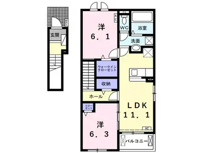 フィオーレ安八(2LDK/2階)の間取り写真