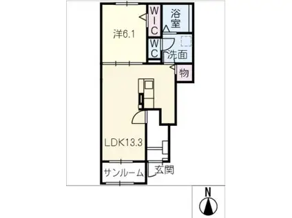 フォレストコート(1LDK/1階)の間取り写真
