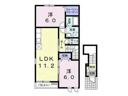 プルメリア ガーデンD(2LDK/2階)の間取り写真