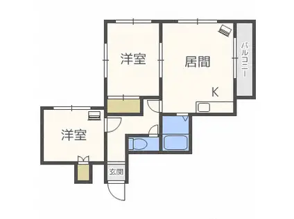 グランドール北16(2DK/2階)の間取り写真