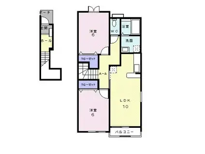 メゾン・アンソレイエ III(2LDK/2階)の間取り写真