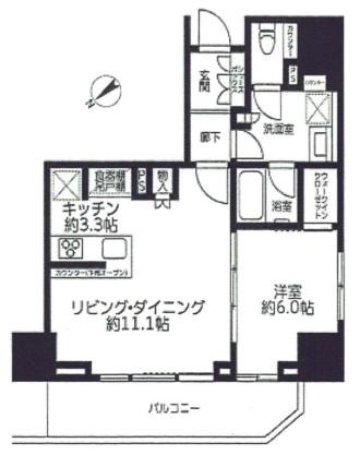 ザ・パークハウス&麹町レジデンス(1LDK/8階)の間取り写真