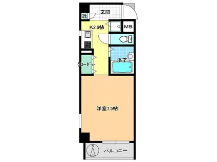 リコルド(1K/4階)の間取り写真