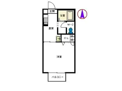 ディアス野口(1K/2階)の間取り写真