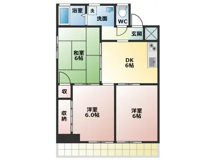 日の丸ビル(3DK/3階)の間取り写真